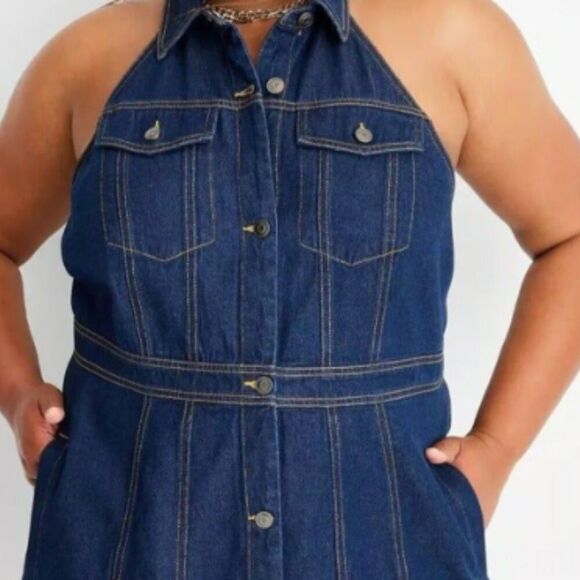Women's Collared Denim Mini Dress (Size 16) BLUE ~ NEW!!! - Picture 1 of 9
